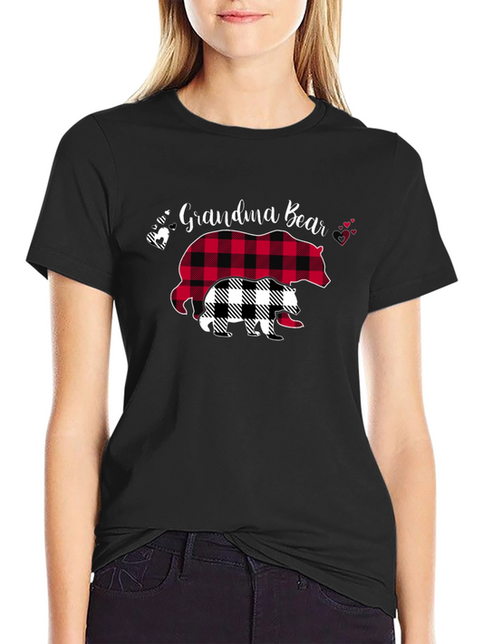 Grandma Bear Plaid Graphic Tee