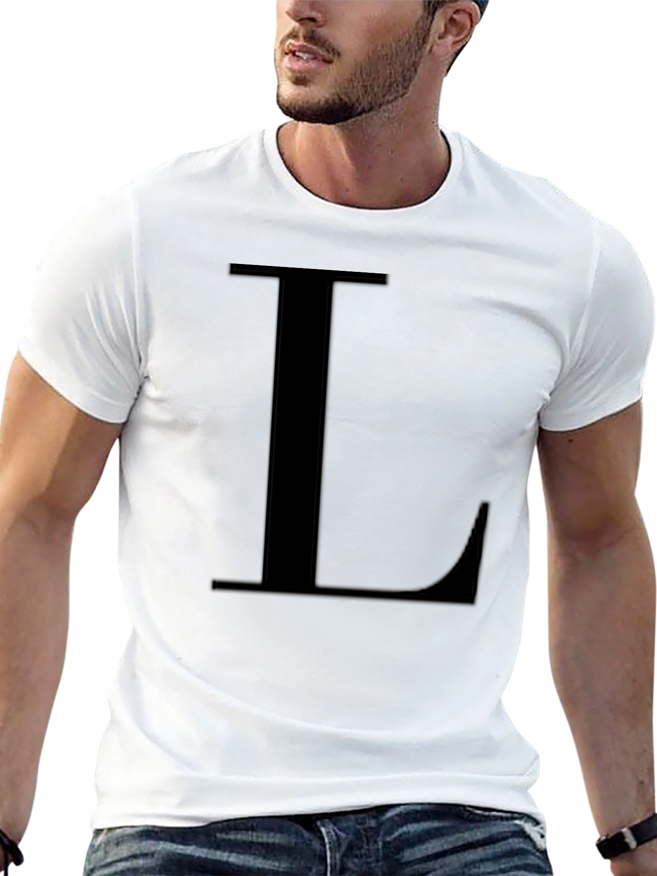Letter L Black T-Shirt - Simple Alphabet Tee
