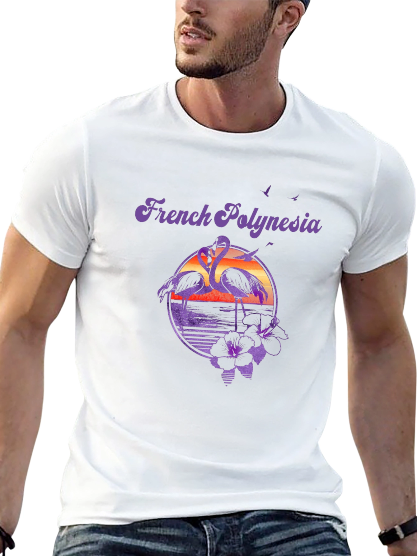 French Polynesia Flamingo Graphic T-Shirt