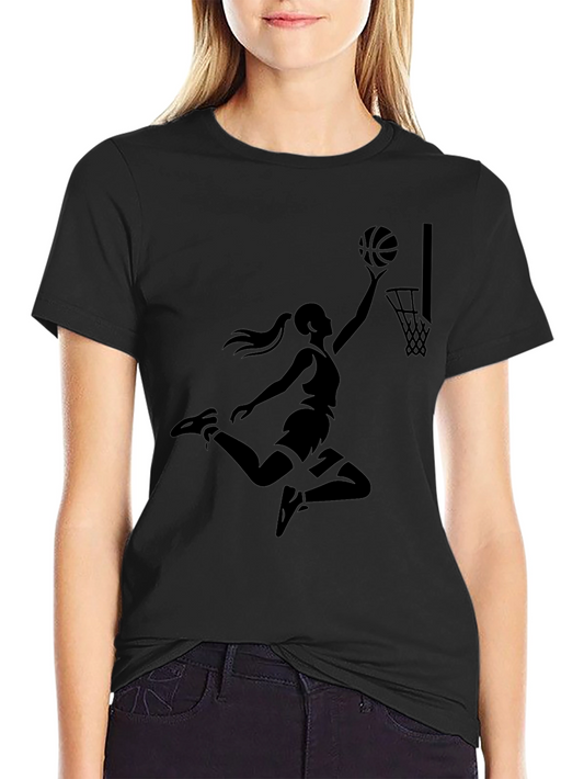 Womens Basketball Player Graphic Tee - Black