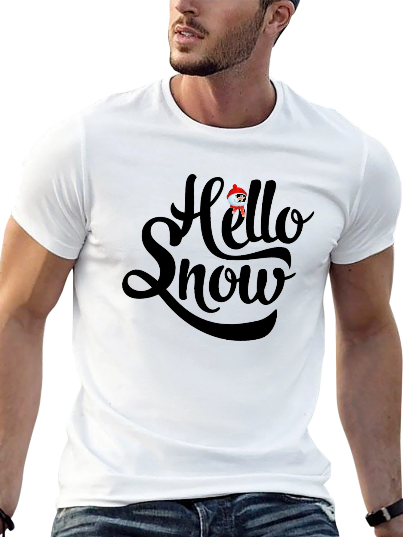 Hello Snow Black Graphic Tee