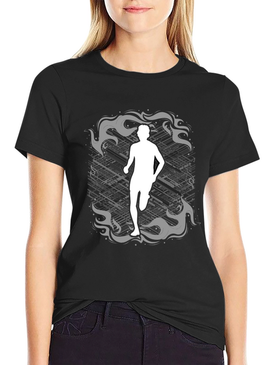 Runner Graphic Tee - Black Cotton Shirt