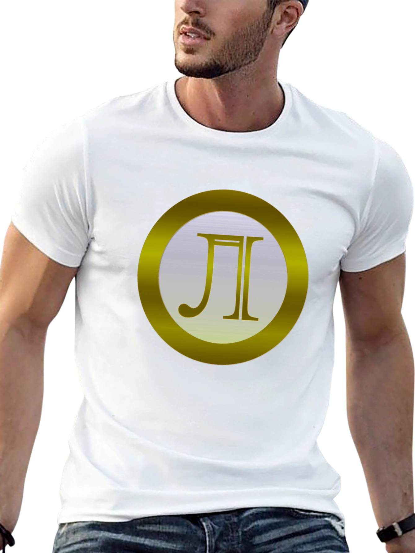 Elegant Black T-Shirt with Golden Circle Design