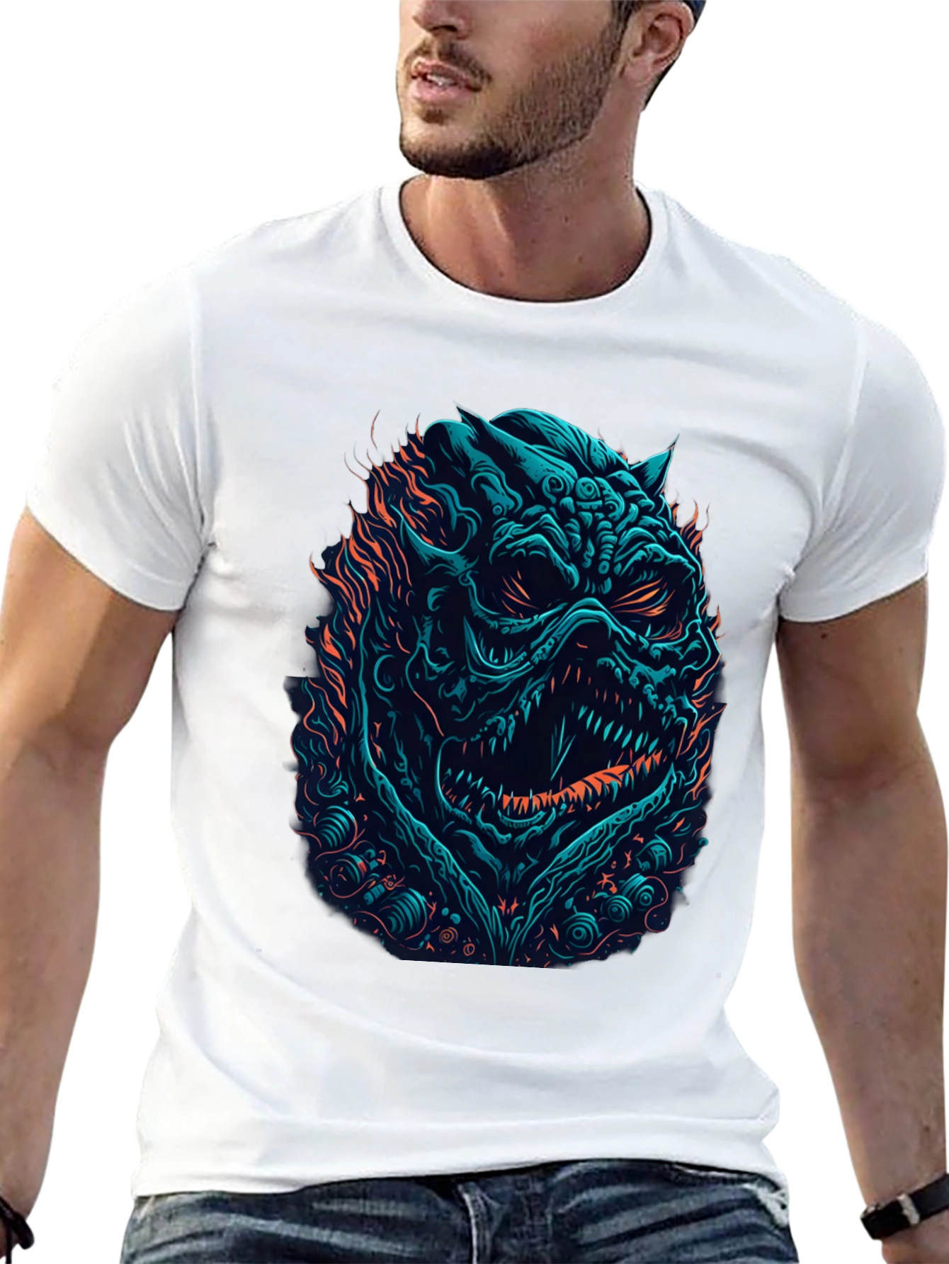 Monster Graphic Print Black T-Shirt