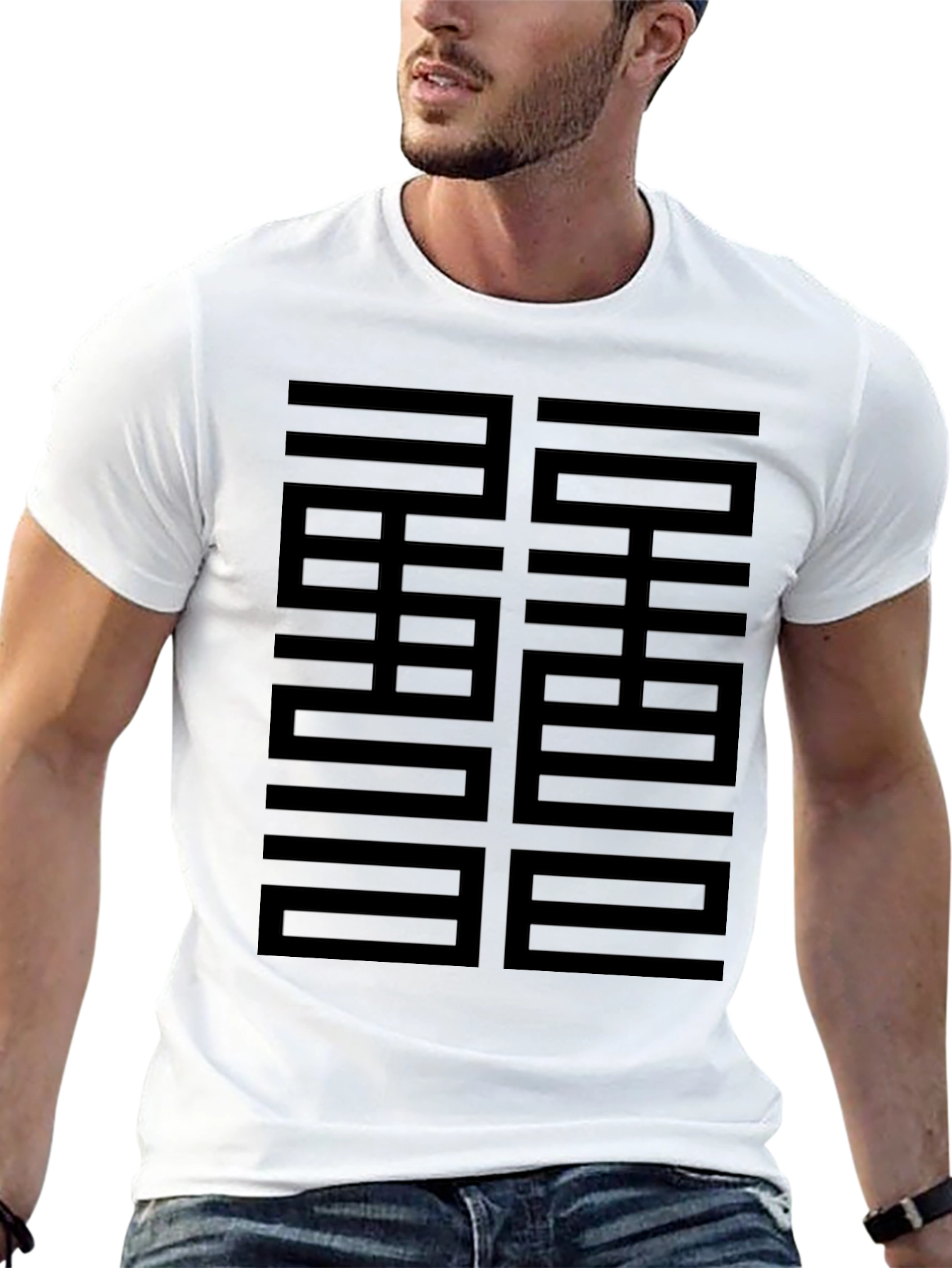 Abstract Graphic Black Tee - Modern Casual Style