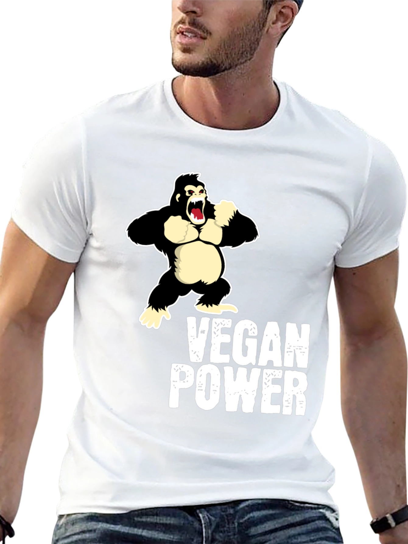 Vegan Power Gorilla T-Shirt - Black