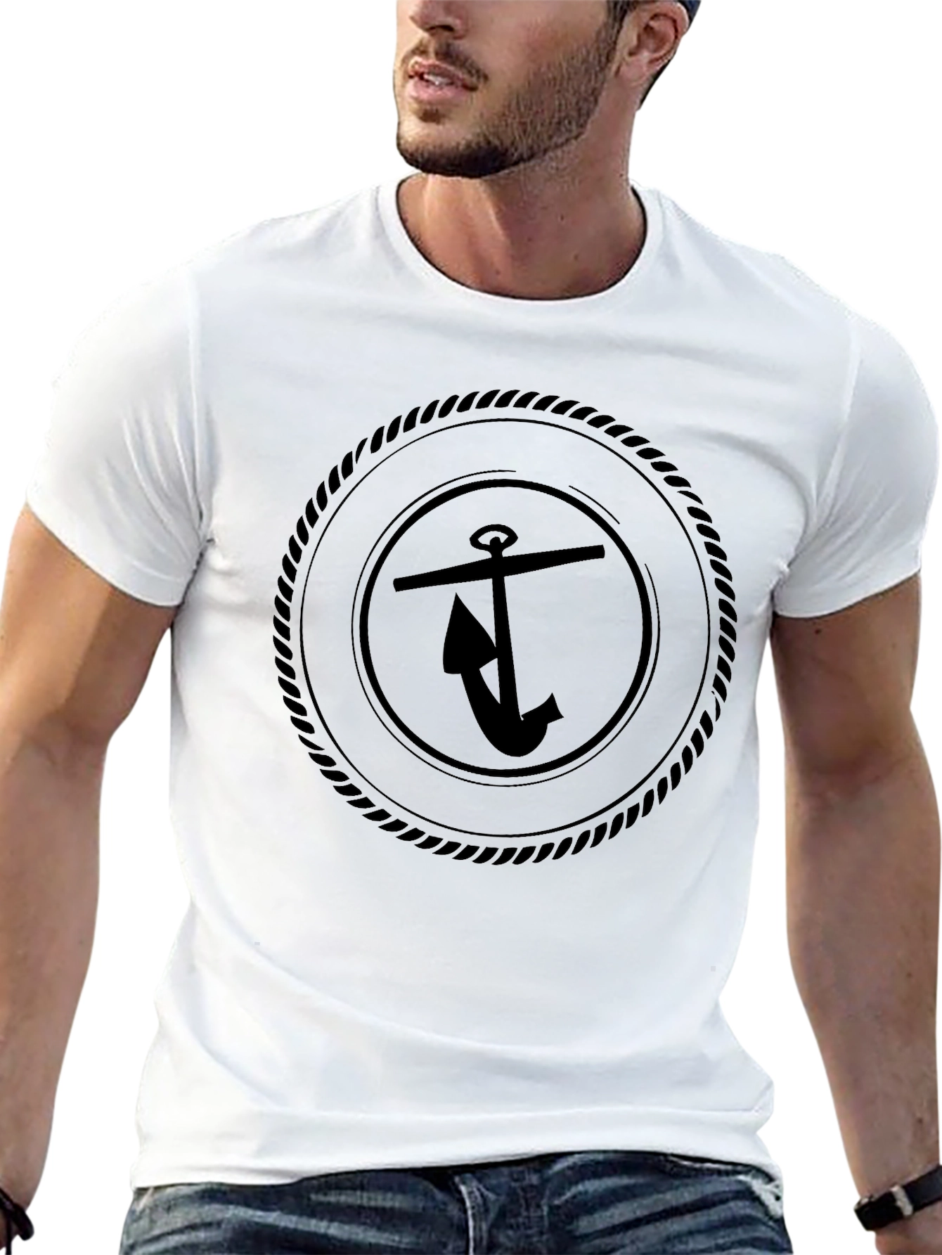 Nautical Anchor Emblem Black T-Shirt