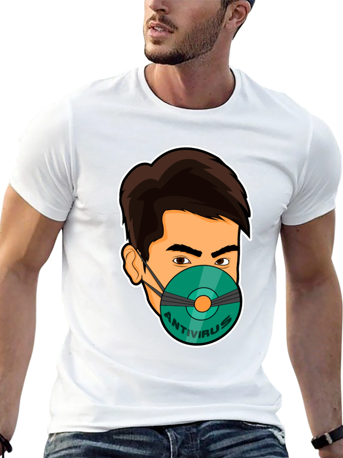 Antivirus Face Mask Graphic T-Shirt