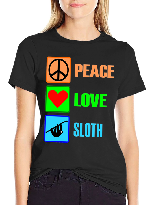 Peace Love Sloth Graphic Tee - Unique Novelty T-Shirt