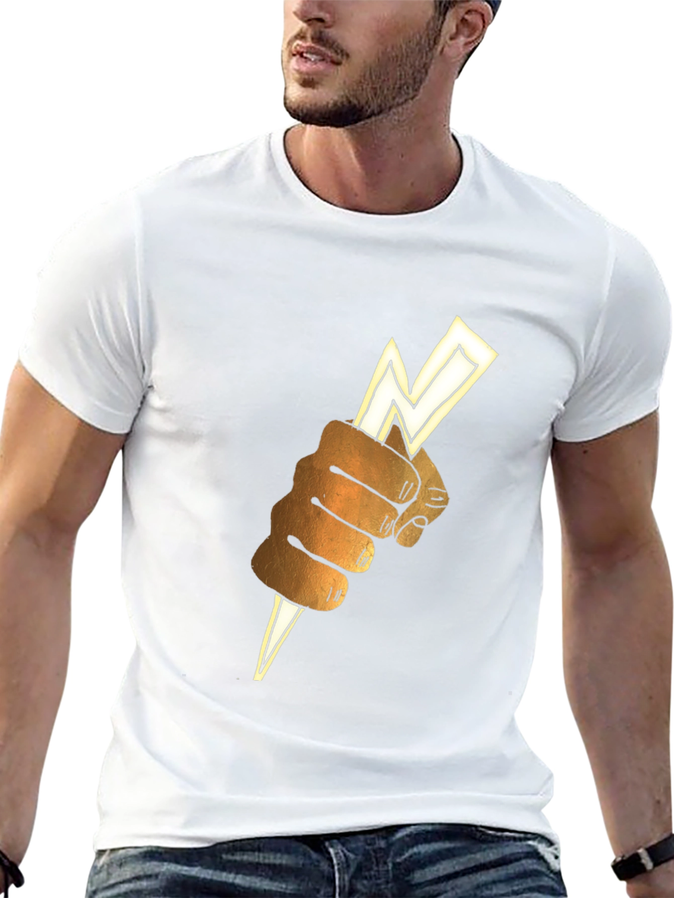Lightning Bolt Fist Graphic Tee - Black