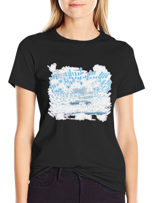 Abstract Cloudscape Graphic Tee - Black Cotton T-Shirt