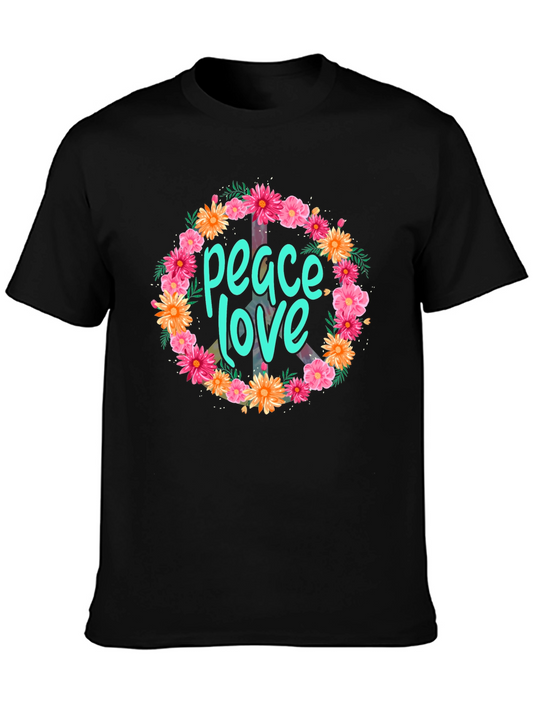 Peace & Love Floral Wreath Graphic Tee