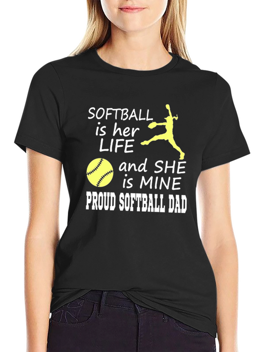 Softball Dad Tee - Her Life My Heart