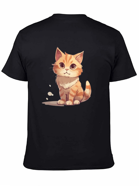 Cartoon Cat Graphic Tee - Unisex Black T-Shirt