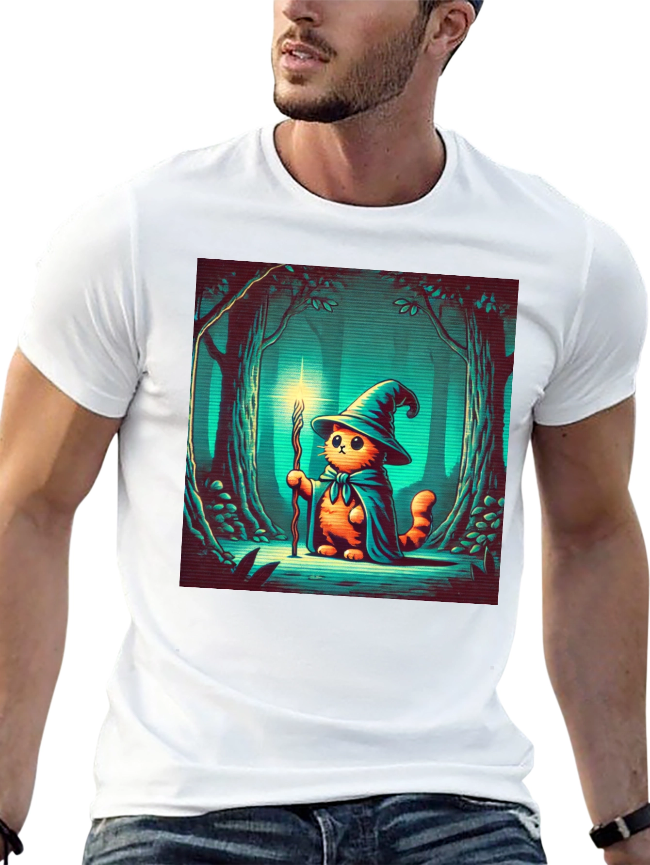 Wizard Cat T-Shirt - Magical Feline Adventure