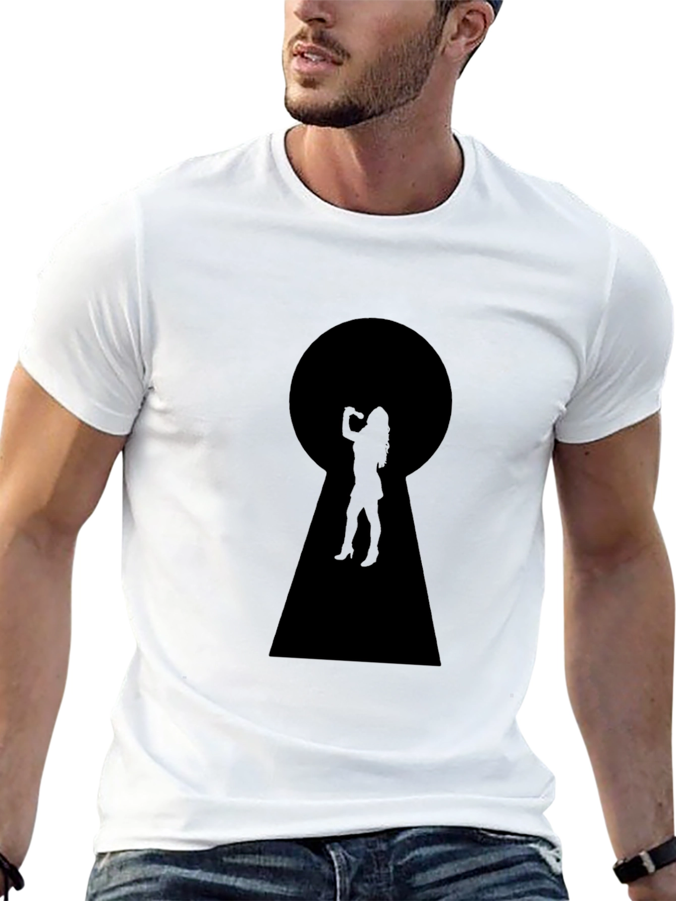 Keyhole Silhouette Graphic T-Shirt
