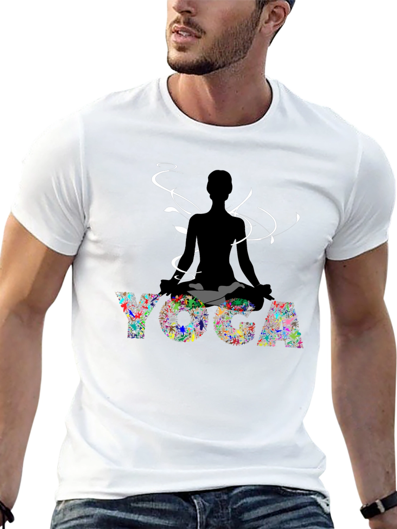Yoga Silhouette Graphic T-Shirt - Black