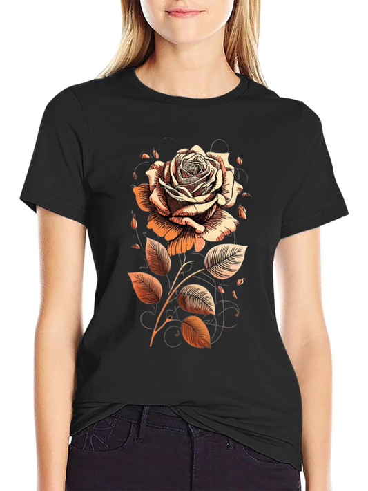 Rose Graphic Tee - Artistic Floral Design