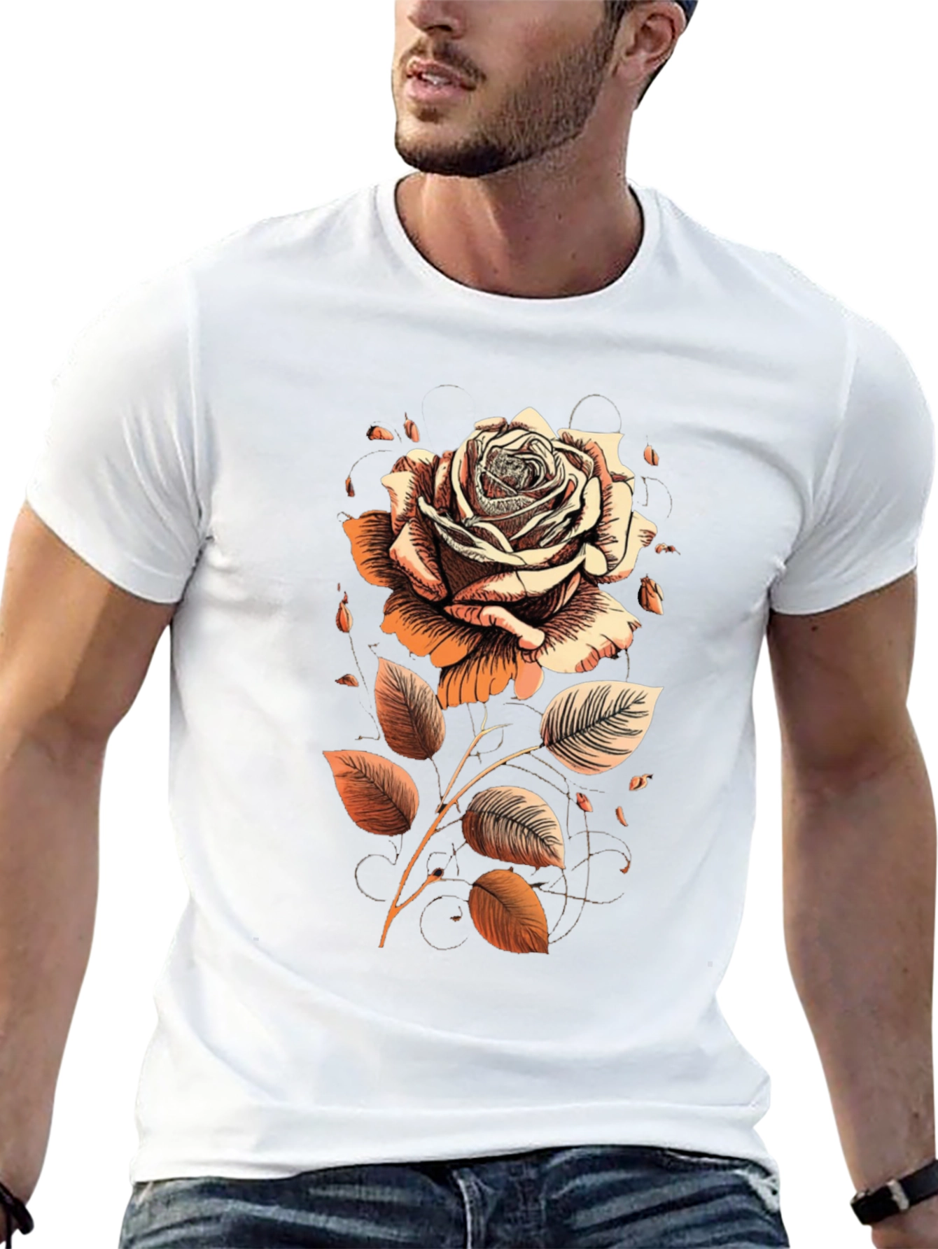 Rose Graphic Tee - Artistic Floral Design