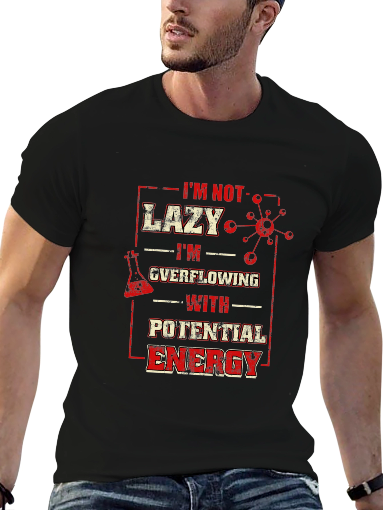 Lazy Overflowing Potential Energy Graphic T-Shirt