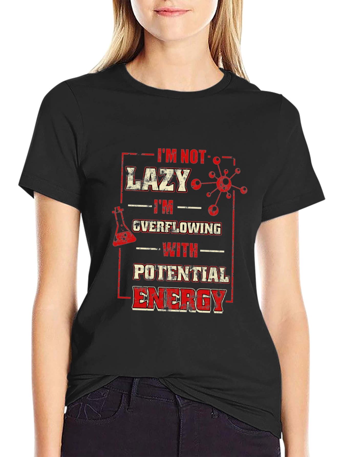Lazy Overflowing Potential Energy Graphic T-Shirt