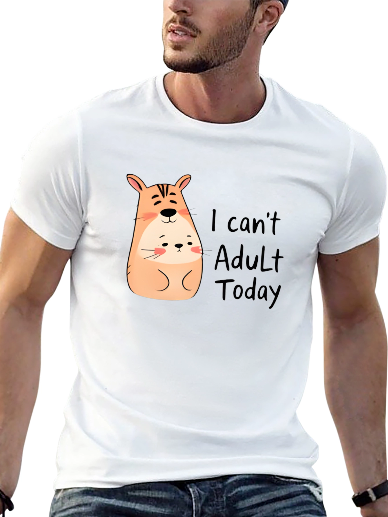 Cute Hamster I Cant Adult Today Black T-Shirt