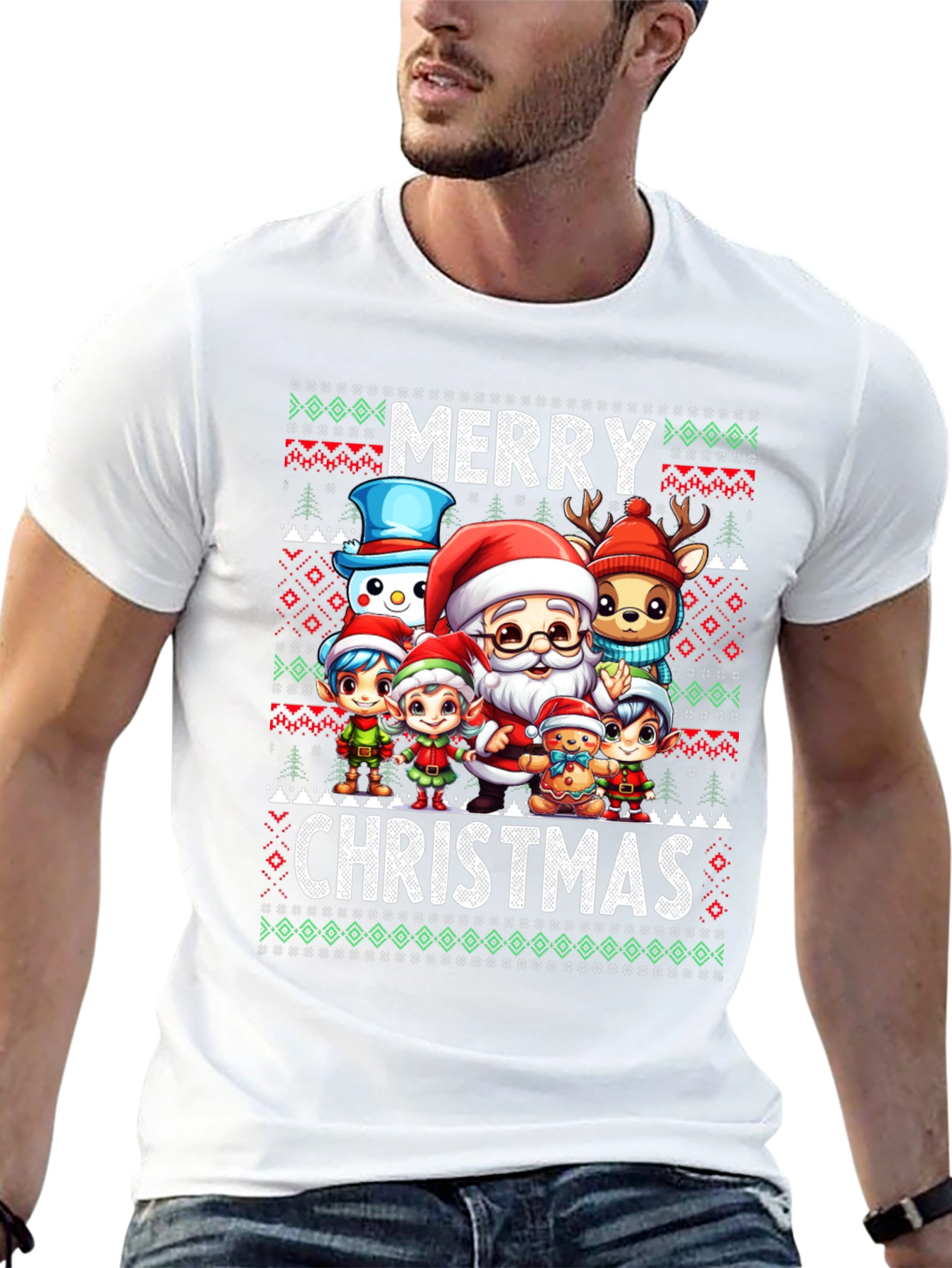 Festive Merry Christmas Cartoon Character T-Shirt