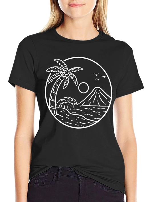 Island Scene Graphic Tee - Black