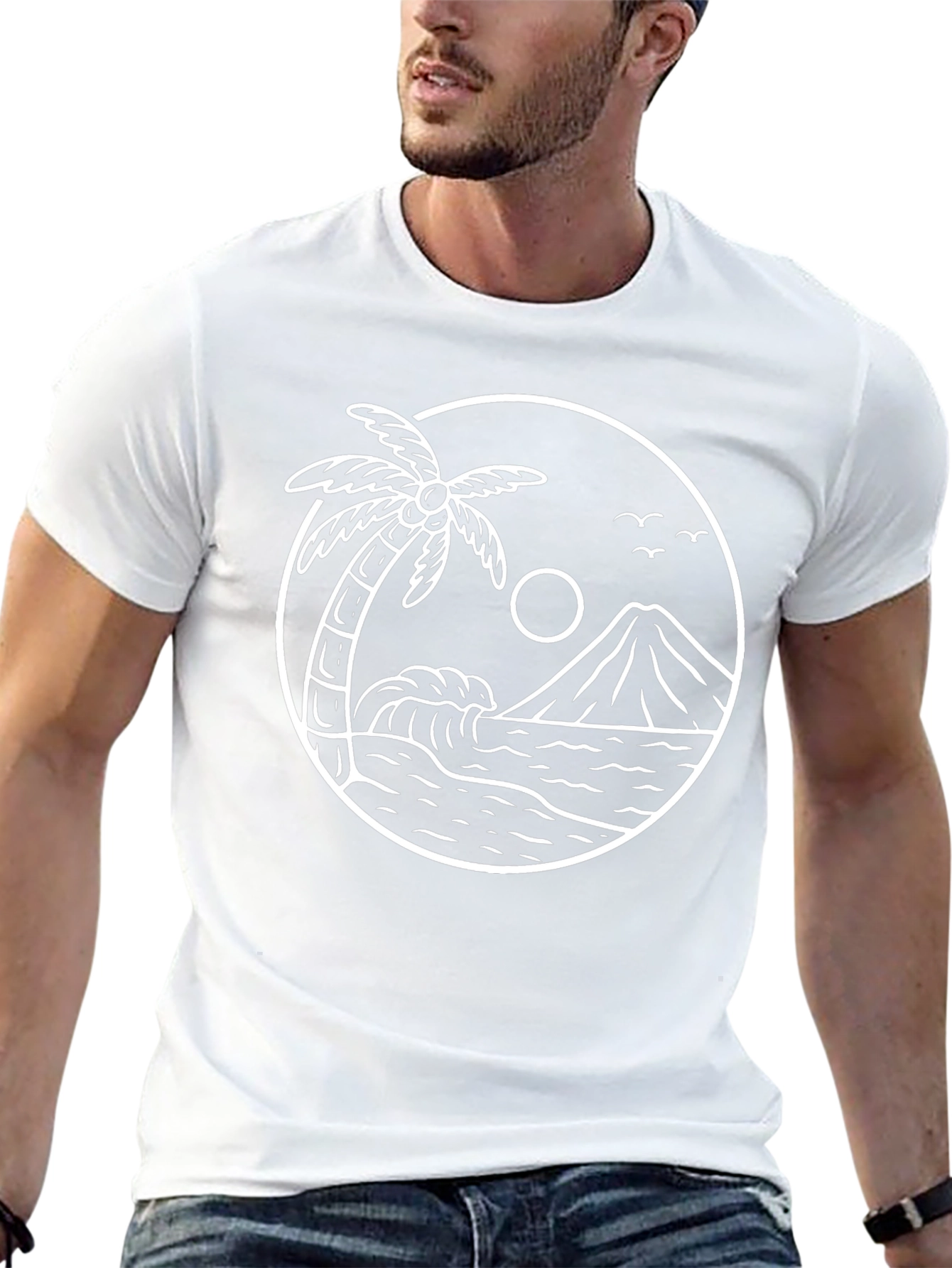 Island Scene Graphic Tee - Black