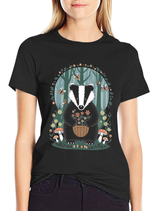 Badger in Forest T-Shirt