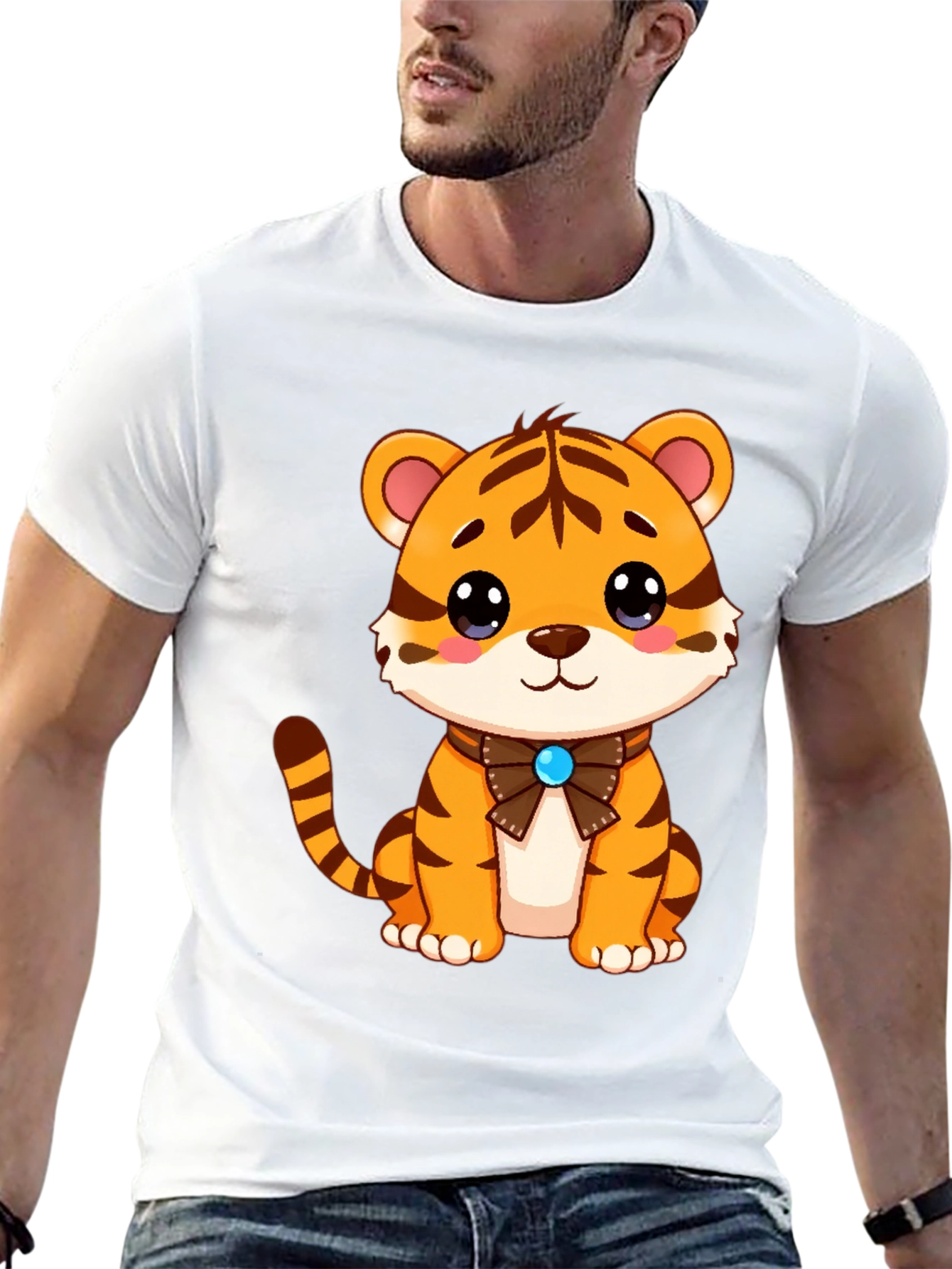 Cute Tiger Cub Graphic Tee - Soft Black T-Shirt