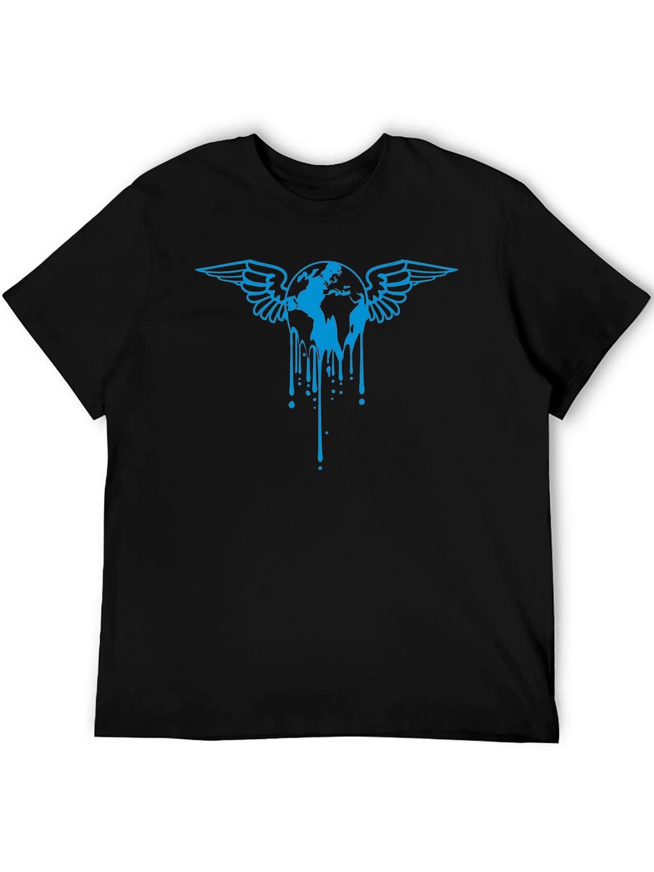 Winged Earth Graphic Tee - Stylish Black T-Shirt