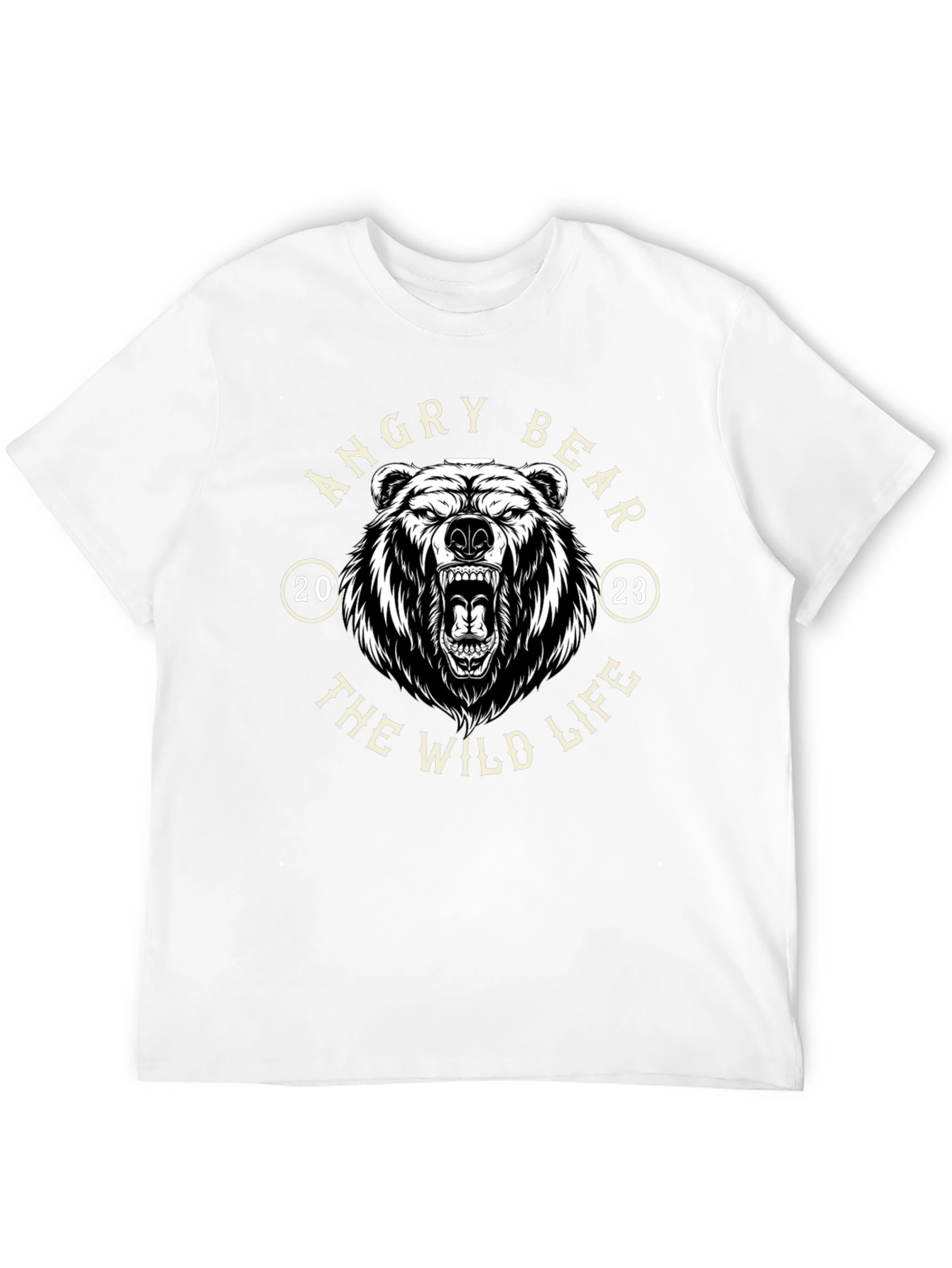 Angry Bear Wild Life Black Graphic T-Shirt