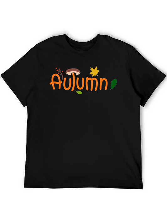 Autumn Graphic Print Black T-Shirt