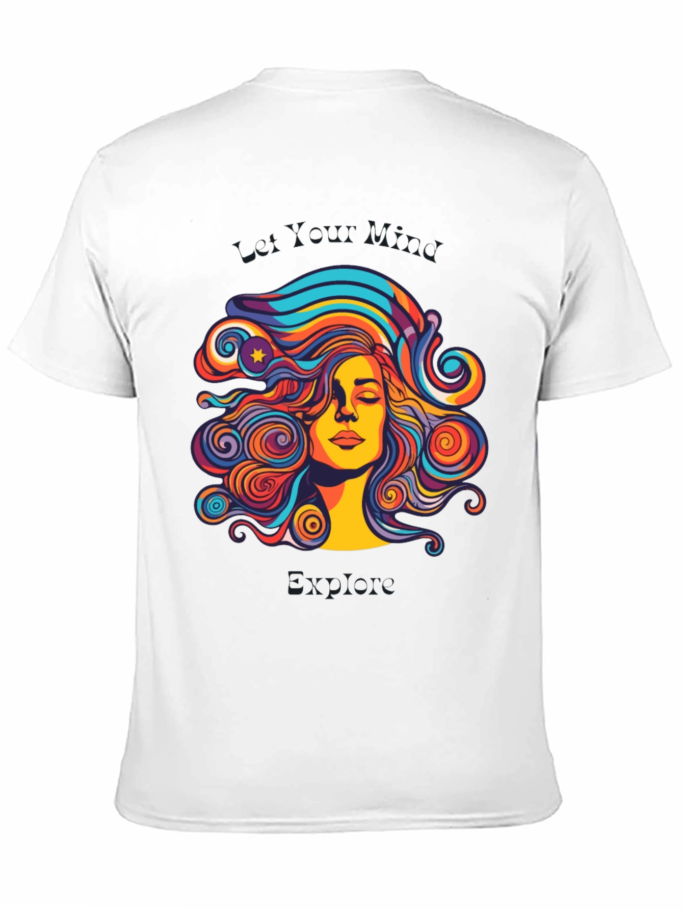 Psychedelic Woman Graphic Black T-Shirt
