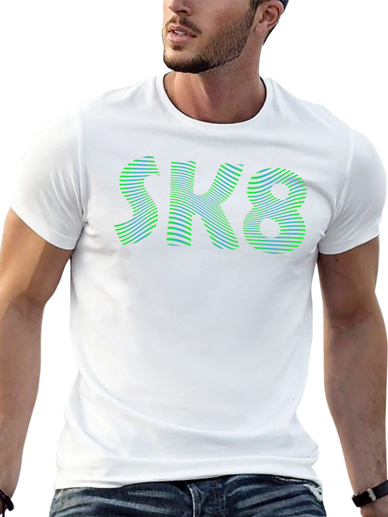 SK8 Graphic Tee - Cool Striped Design