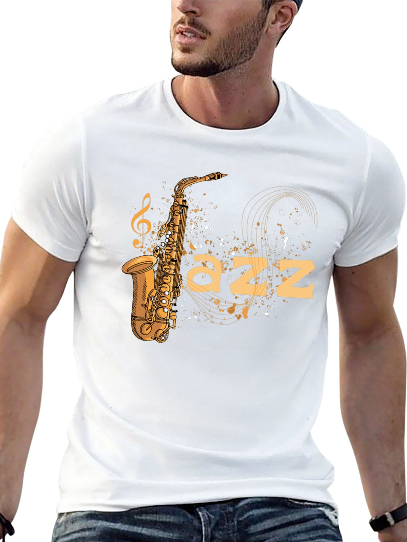 Jazz Saxophone Graphic Black T-Shirt