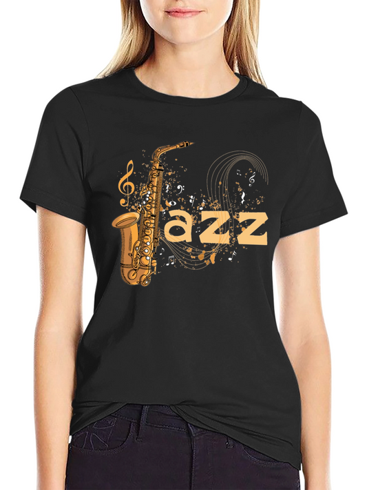 Jazz Saxophone Graphic Black T-Shirt