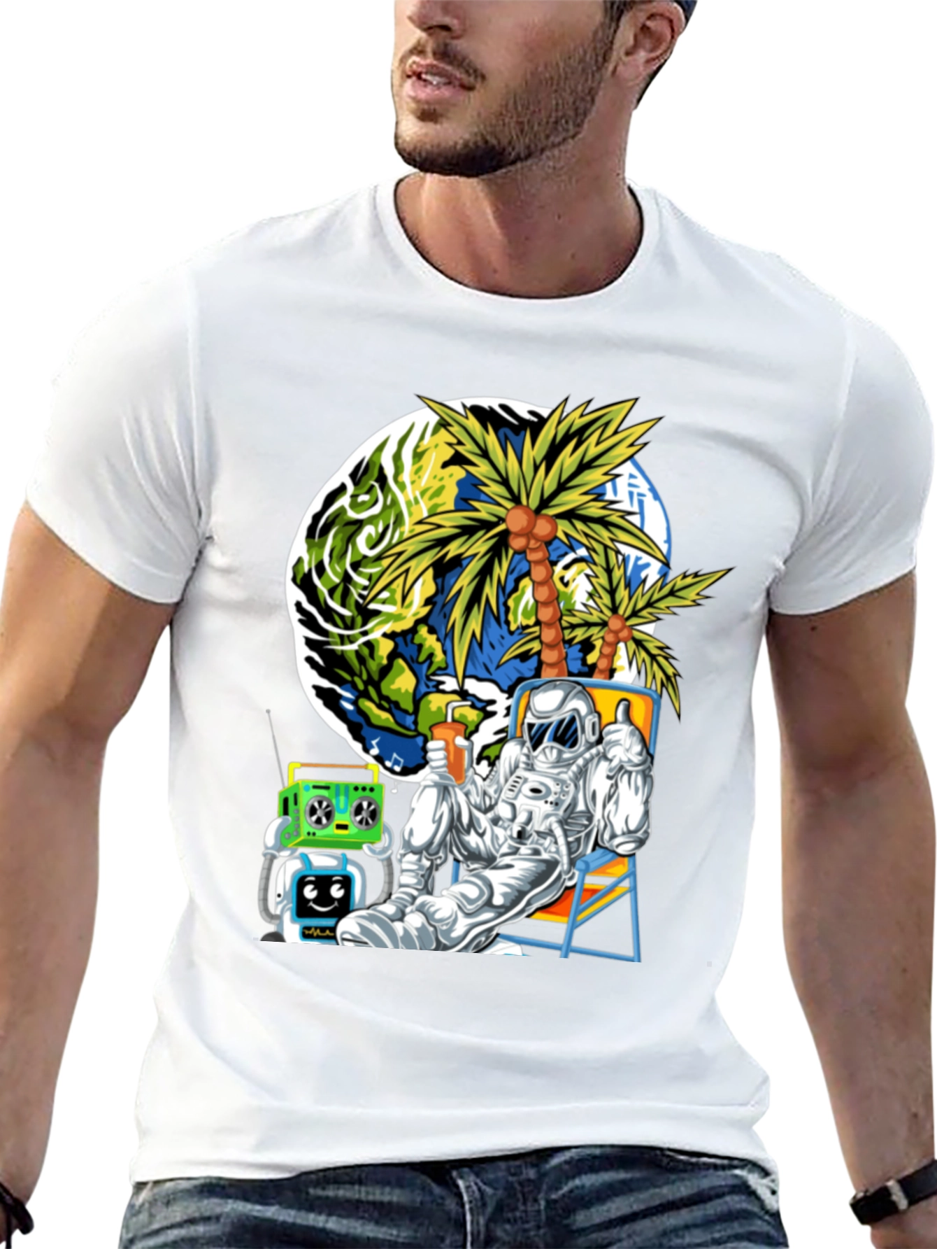 Astronaut Lounging Graphic T-Shirt