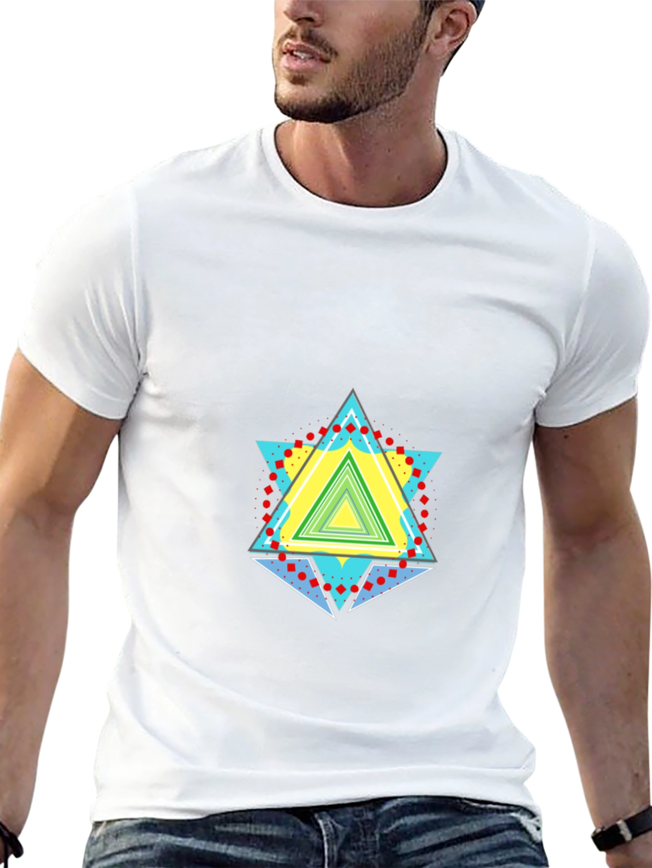 Geometric Triangle Graphic Black T-Shirt