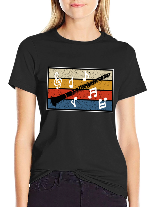Retro Clarinet Music Notes Tee