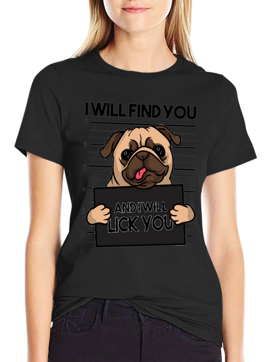 Funny Pug Mugshot Graphic T-Shirt