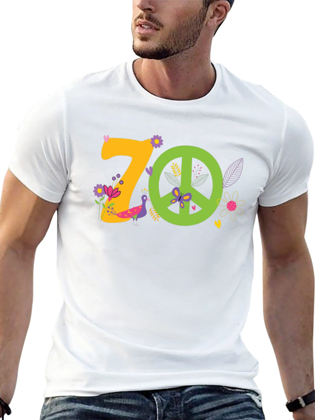 70s Peace Sign Graphic Tee - Retro Vibe