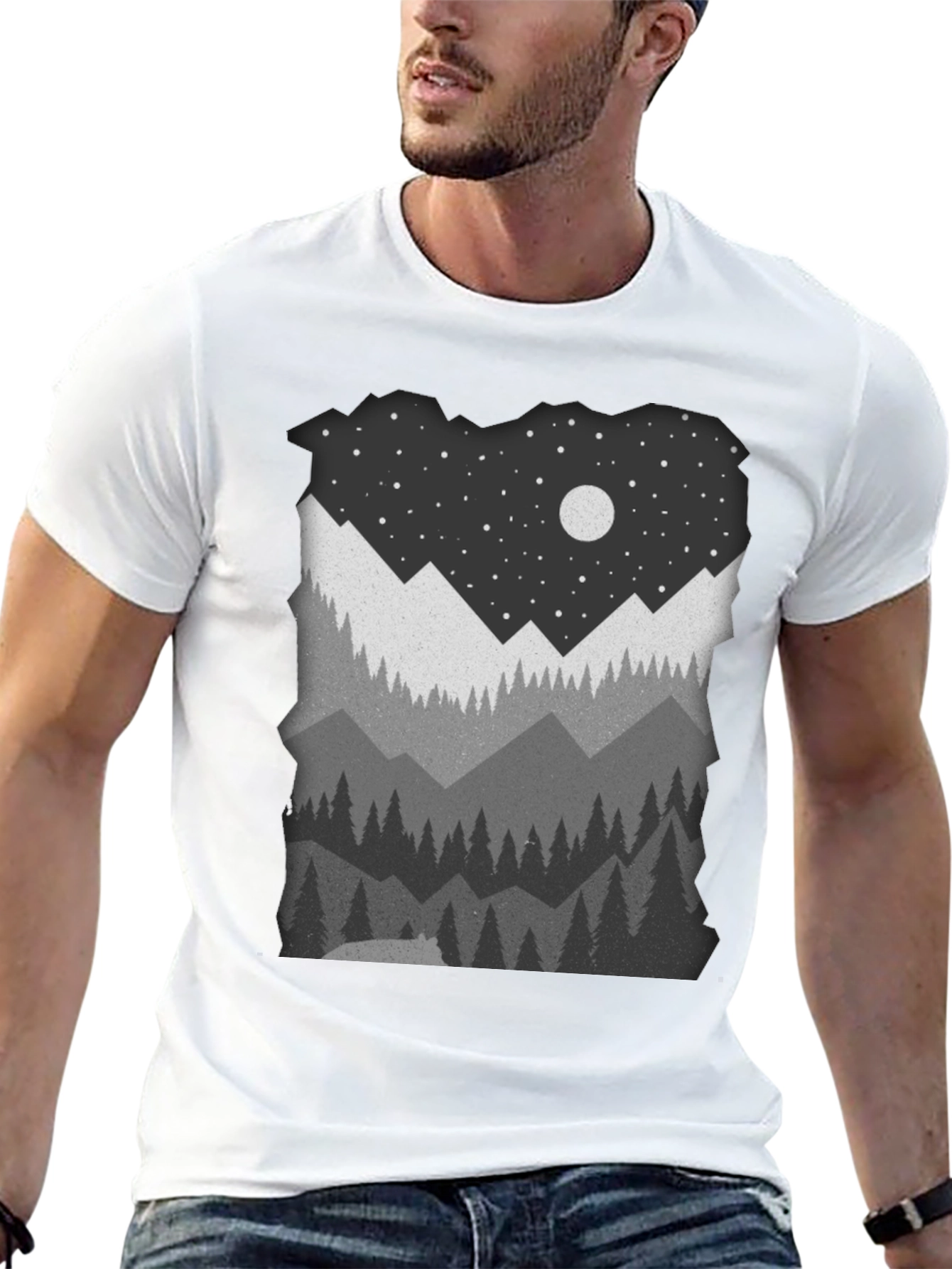 Mountain Nightscape Graphic Tee - Nature Inspired Apparel