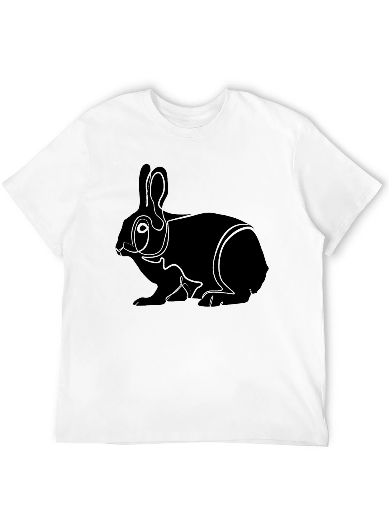 Minimalist Rabbit Graphic T-Shirt - Black