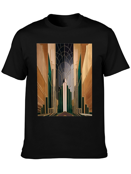 Art Deco Metropolis Graphic Tee - Stylish Modernist Design