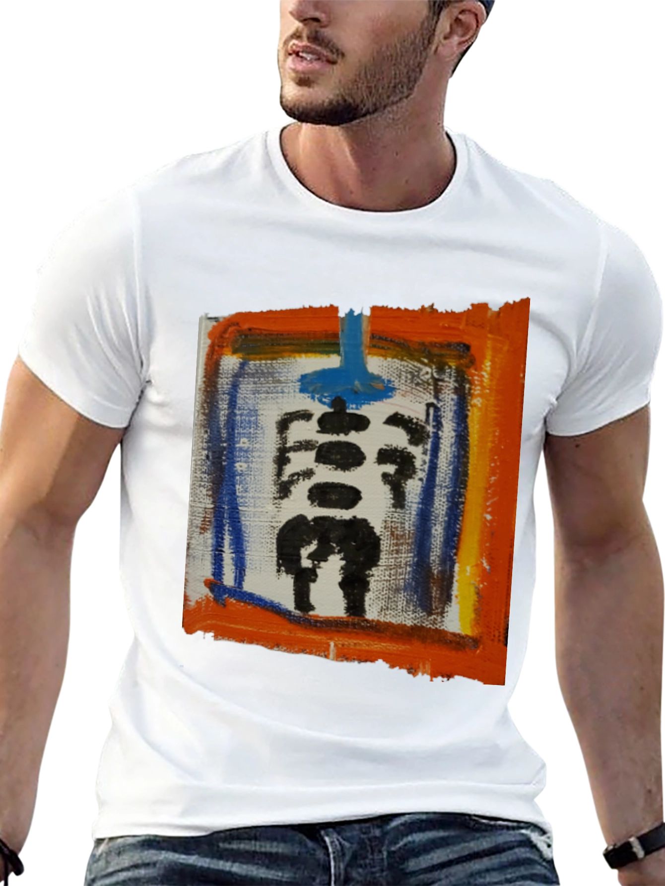 Abstract Skeleton Graphic Print Black T-Shirt