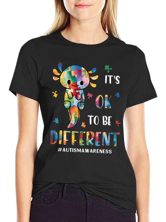 Autism Awareness Axolotl T-Shirt - Its OK To Be Different
