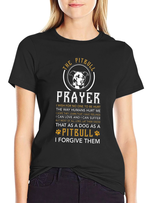 Pitbull Prayer Black Graphic T-Shirt
