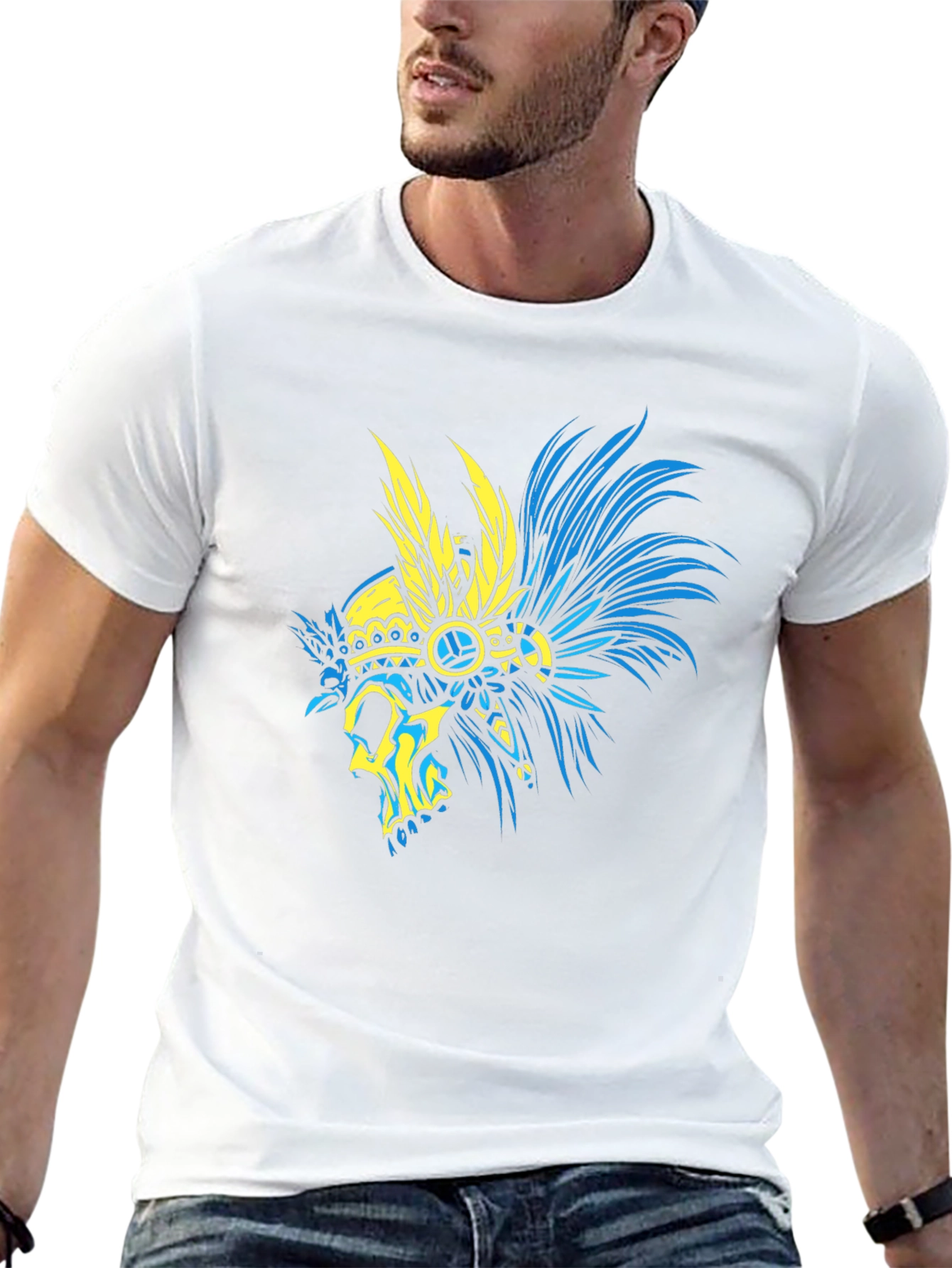 Skull Headdress Graphic T-Shirt - Black